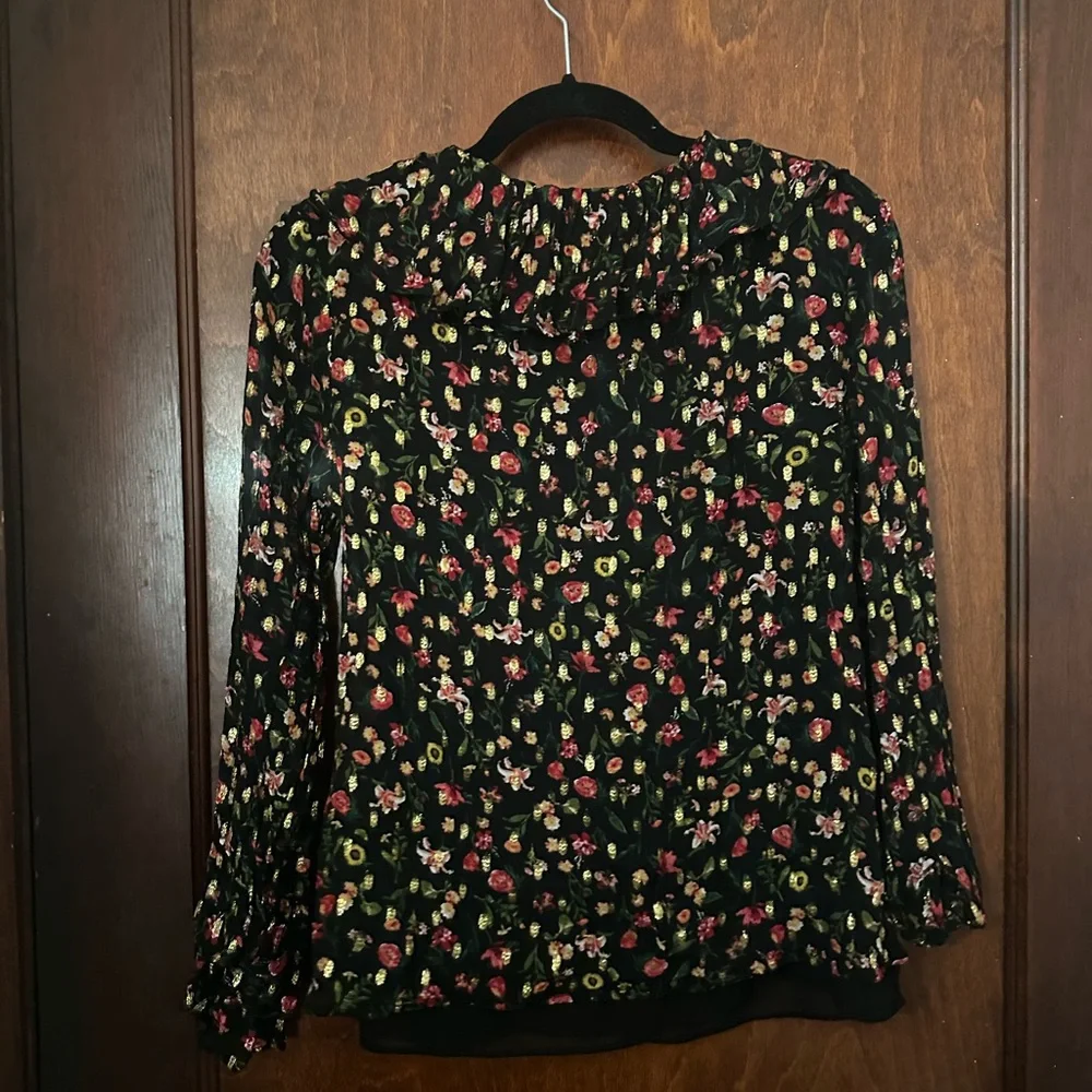 J.Crew Ruffleneck Top in Midnight Vintage Floral XS